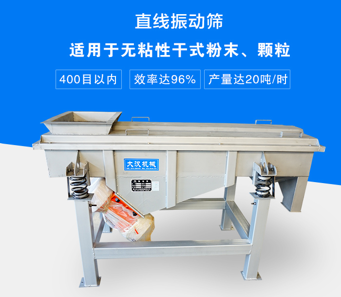 直線振動篩適用于無粘性干式粉末、顆粒，產量達20噸/時